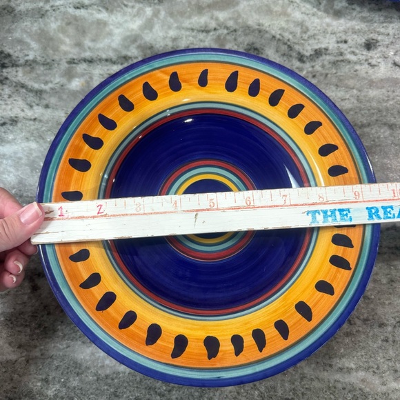 Pier 1 ITALIAN SWIRL, Large Rim Soup Bowl, Blue & Orange set of 3 - Picture 7 of 9